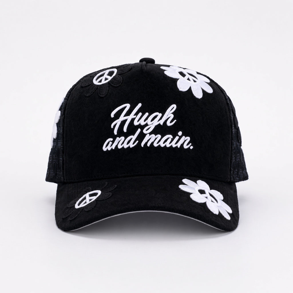 Hugh & Main Peace Flower Black Trucker Hat (PRE-ORDER)