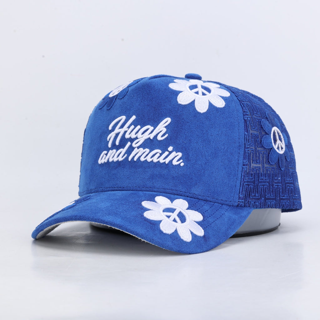 Hugh & Main Indigo Peace Flower Denim Trucker Hat (PRE-ORDER)