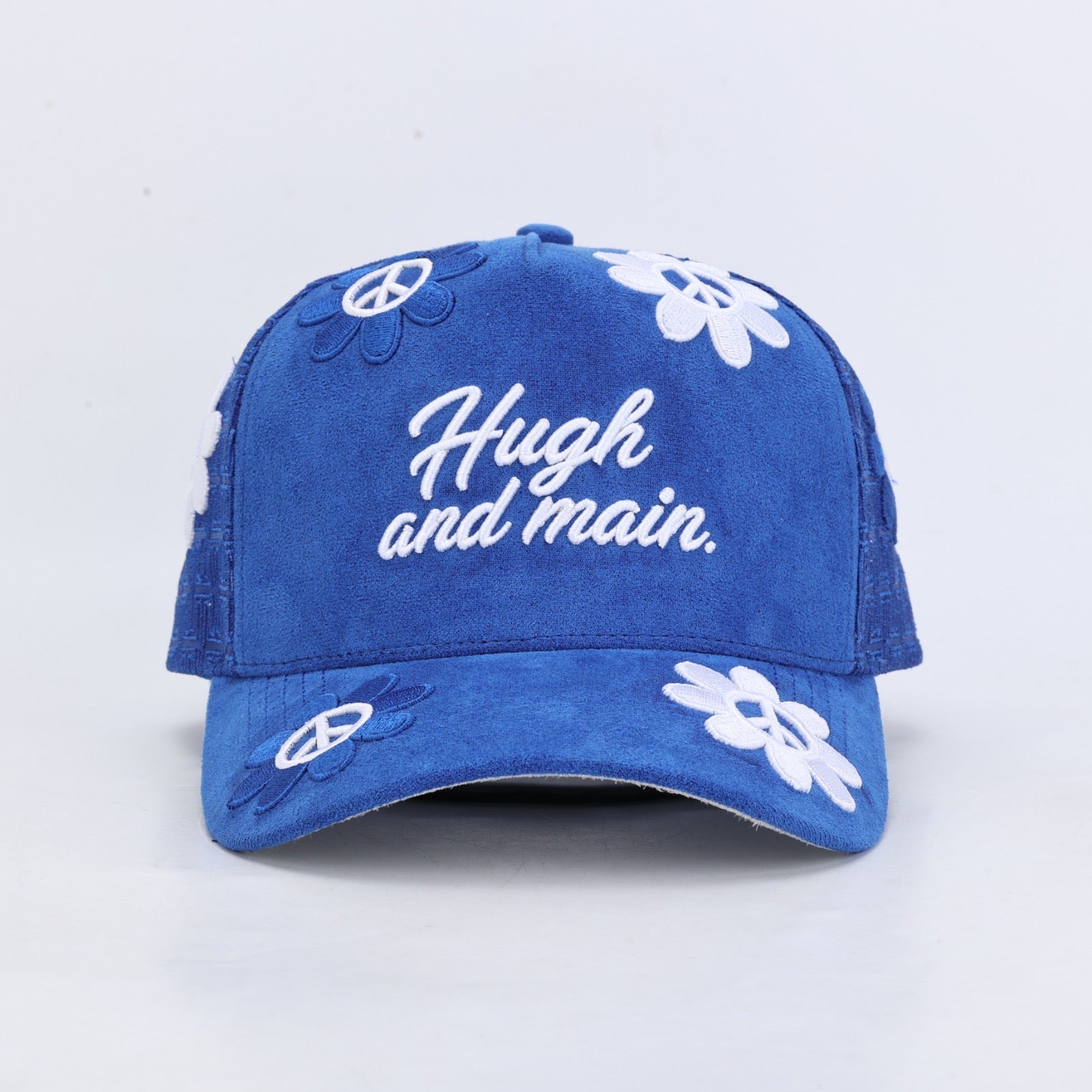 Hugh & Main Indigo Peace Flower Denim Trucker Hat (PRE-ORDER)