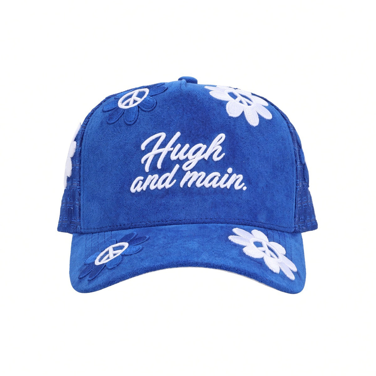 Hugh & Main Indigo Peace Flower Denim Trucker Hat (PRE-ORDER)